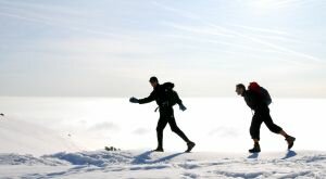 friends going snow trekking