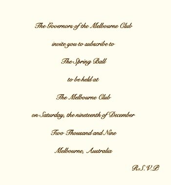 Society Benefit ball invitation