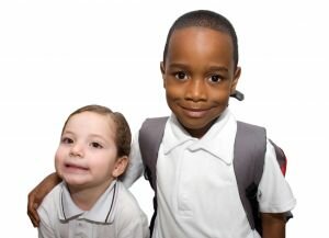 two cute school children